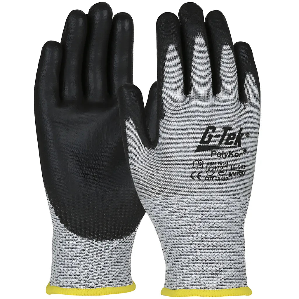 G-Tek 16-561/M Seamless Knit Polykor Blended Glove With Polyurethane Coated Flat Grip On Palm & Fingers - Touchscreen Compatible 16-561M-9564