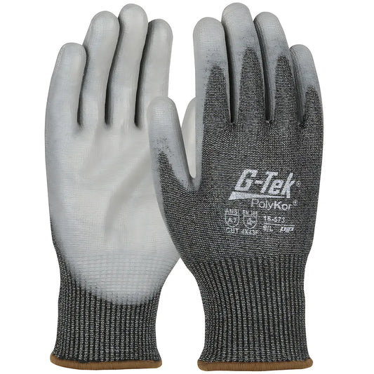 G-Tek 16-573/S Seamless Knit Polykor Blended Glove With Polyurethane Coated Flat Grip On Palm & Fingers – Touchscreen Compatible 16-573S-9576