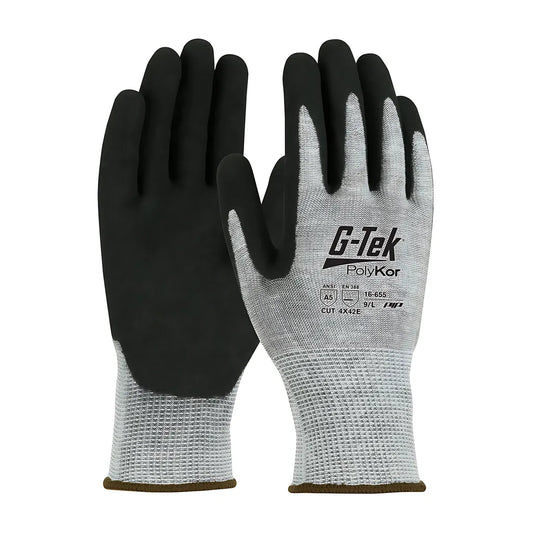 G-Tek 16-655/Xxl Seamless Knit Polykor Blended Glove With Double-Dipped Nitrile Coated Microsurface Grip On Palm & Fingers 16-655XXL-9596