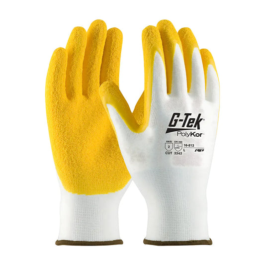 G-Tek 16-813/L Seamless Knit Polykor Blended Glove With Latex Coated Crinkle Grip On Palm & Fingers 16-813L-9611