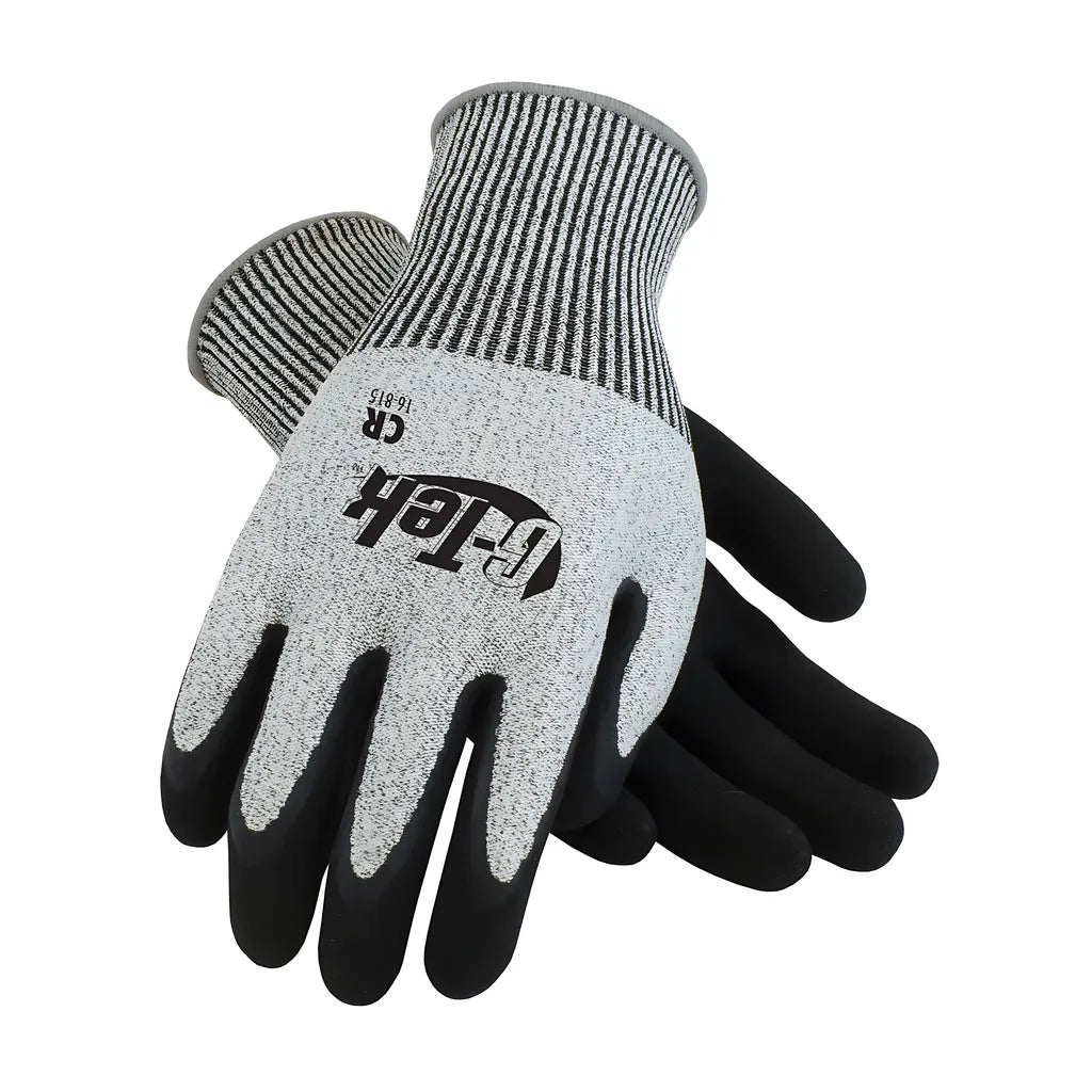 G-Tek 16-815/L Seamless Knit Polykor Blended Glove With Double-Dipped Latex Coated Microsurface Grip On Palm & Fingers 16-815L-9622
