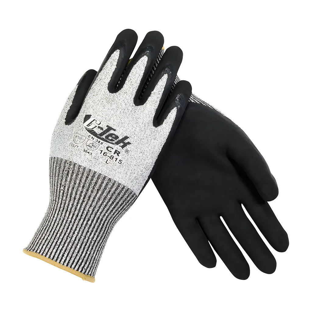 G-Tek 16-815/M Seamless Knit Polykor Blended Glove With Double-Dipped Latex Coated Microsurface Grip On Palm & Fingers 16-815M-9618