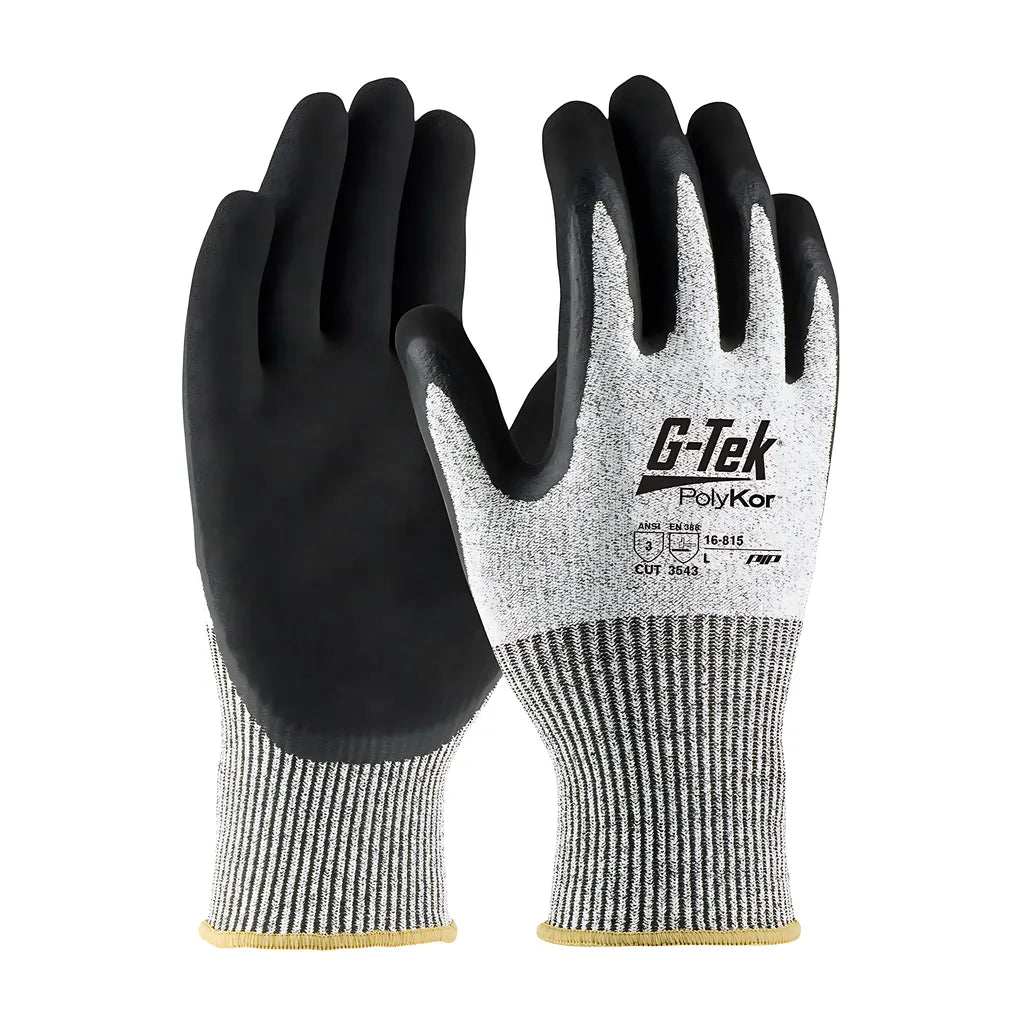 G-Tek 16-815/S Seamless Knit Polykor Blended Glove With Double-Dipped Latex Coated Microsurface Grip On Palm & Fingers 16-815S-9614