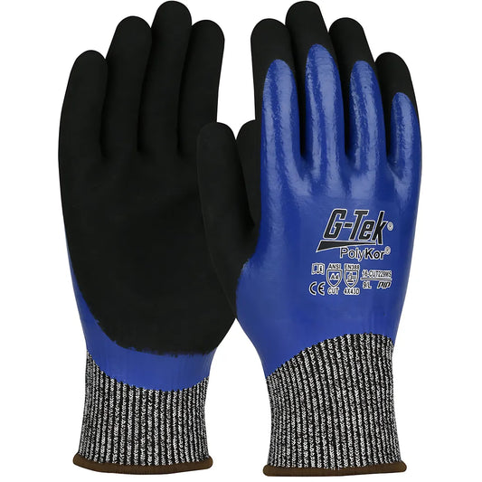 G-Tek 16-Cut229Ms/L Seamless Knit Polykor Blended Glove With Double-Dipped Nitrile Coated Microsurface Grip On Full Hand 16-CUT229MSL-9653