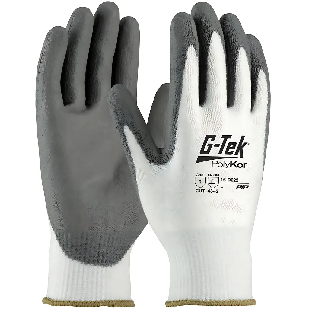 G-Tek 16-D622V/L Seamless Knit Polykor Blended Glove With Polyurethane Coated Flat Grip On Palm & Fingers - Vend-Ready 16-D622VL-9673
