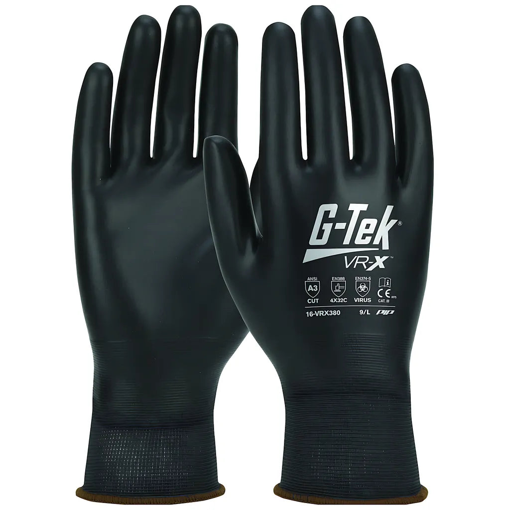 G-Tek 16-Vrx380/L Seamless Knit Polykor Blended Glove With Polyurethane Advanced Barrier Coating Protection – Touchscreen Compatible 16-VRX380L-9714