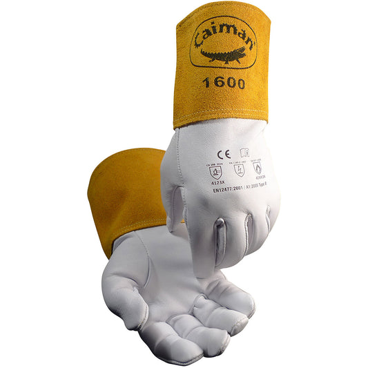 Caiman 1600-4 Premium Goat Grain TIG Welder's Glove with a 4" Gold Extended Cuff