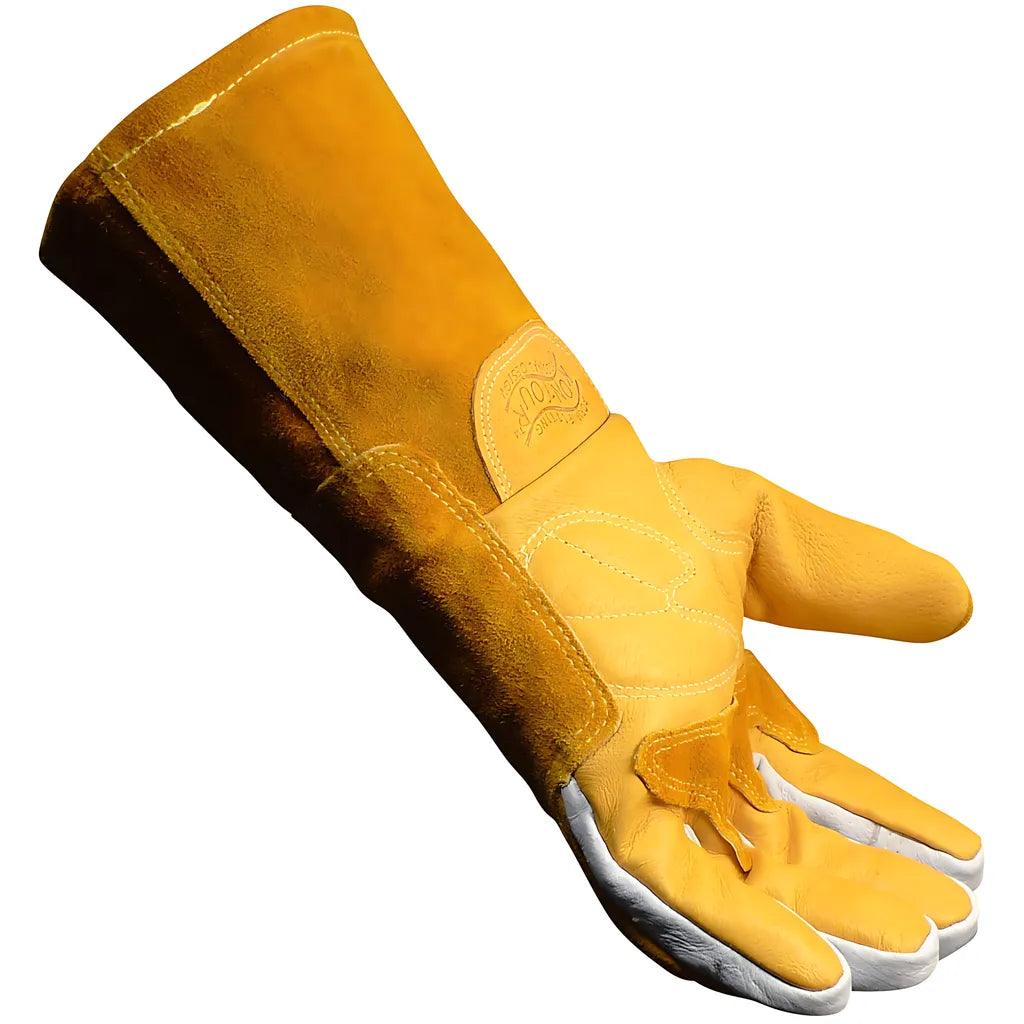 Caiman 1812-6 Premium Pig Grain Mig/Stick Welder'S Glove With Fr Cotton Fleece Lining And Heat Shield 1812-6-9888