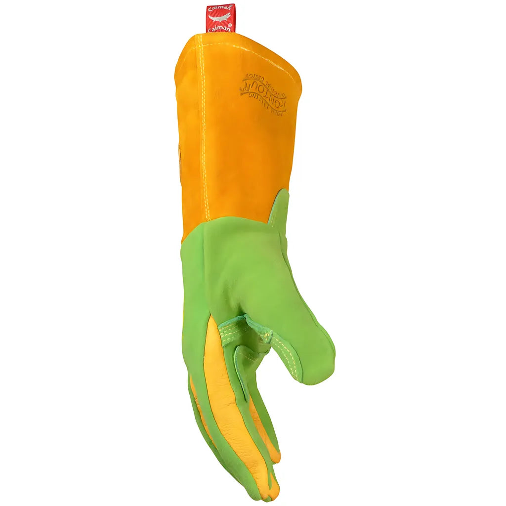 Caiman 1816-4 Premium Wasabi Green Split Deerskin Mig/Stick Welder'S Glove With Fr Foam/Fleece Insulation 1816-4-9892