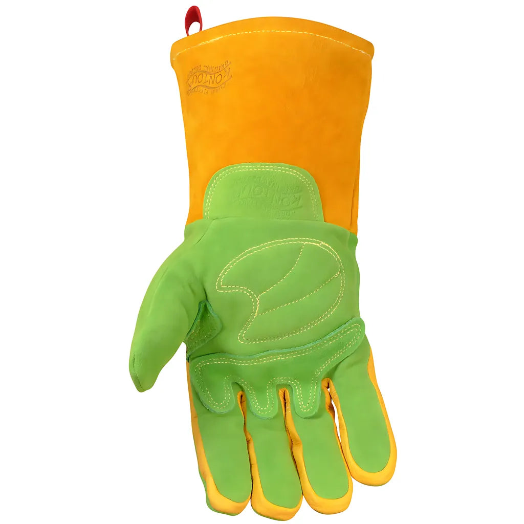 Caiman 1816-5 Premium Wasabi Green Split Deerskin Mig/Stick Welder'S Glove With Fr Foam/Fleece Insulation 1816-5-9898