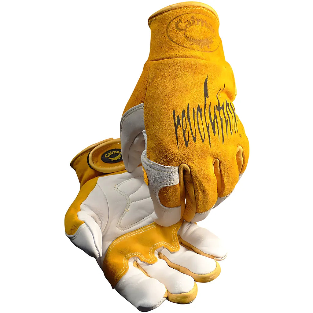 Caiman 1828-4 Premium Cow Grain Tig/Mig Welder'S Gloves With Split Cowhide Back - Hook & Loop Closure 1828-4-9905