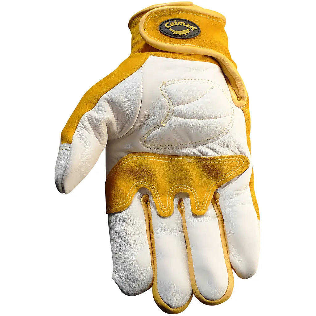 Caiman 1828-4 Premium Cow Grain Tig/Mig Welder'S Gloves With Split Cowhide Back - Hook & Loop Closure 1828-4-9907