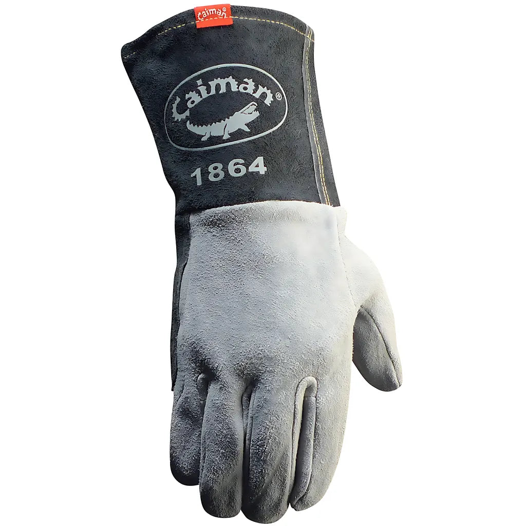 Caiman 1864-4 Premium Split Deerskin Tig Welder'S Glove With A 4" Gray Extended Cuff 1864-4-9948
