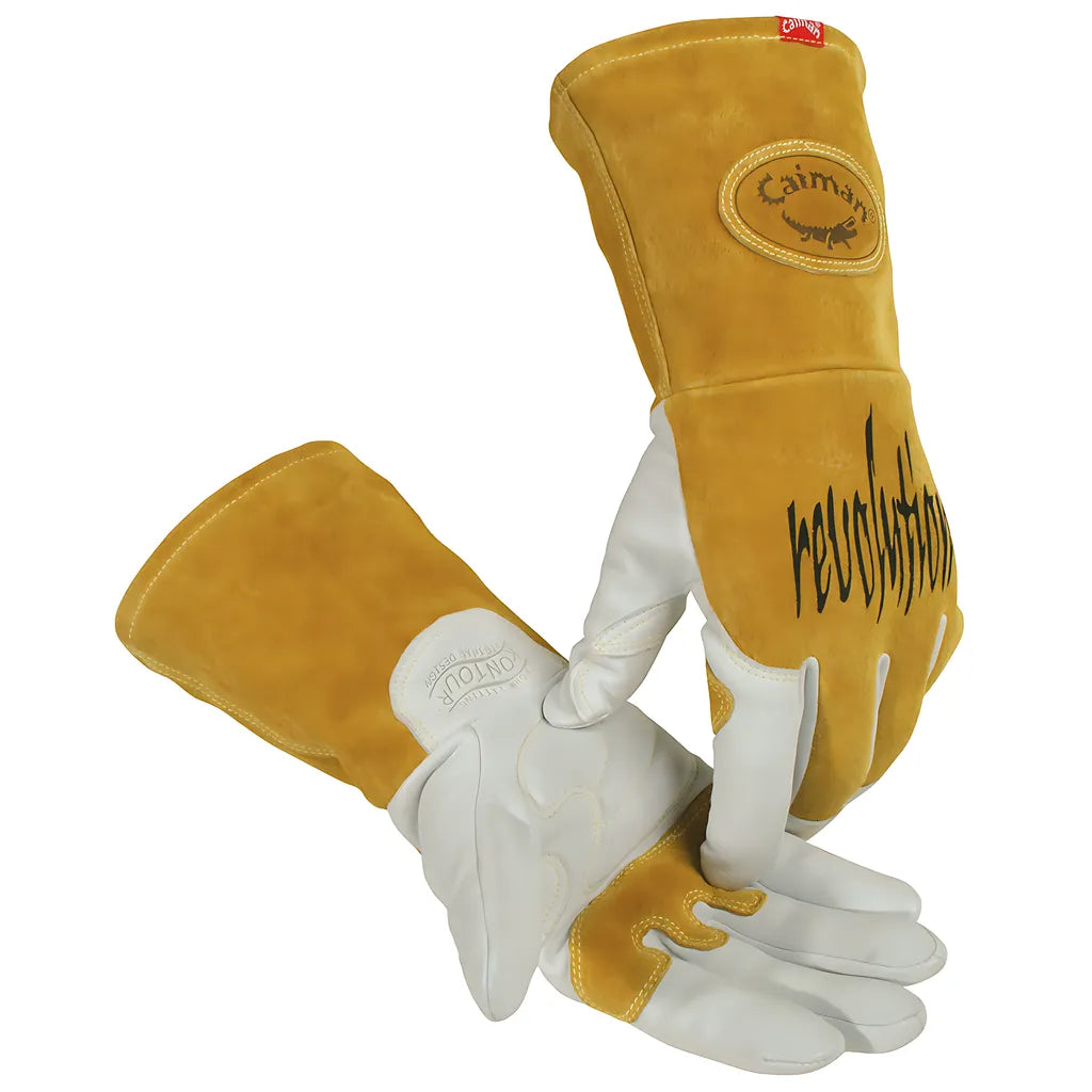 Caiman 1868-3 Premium Goat Grain Tig/Mig Welder'S Gloves With Split Cowhide Back - Fr Insulated Back 1868-3-9963