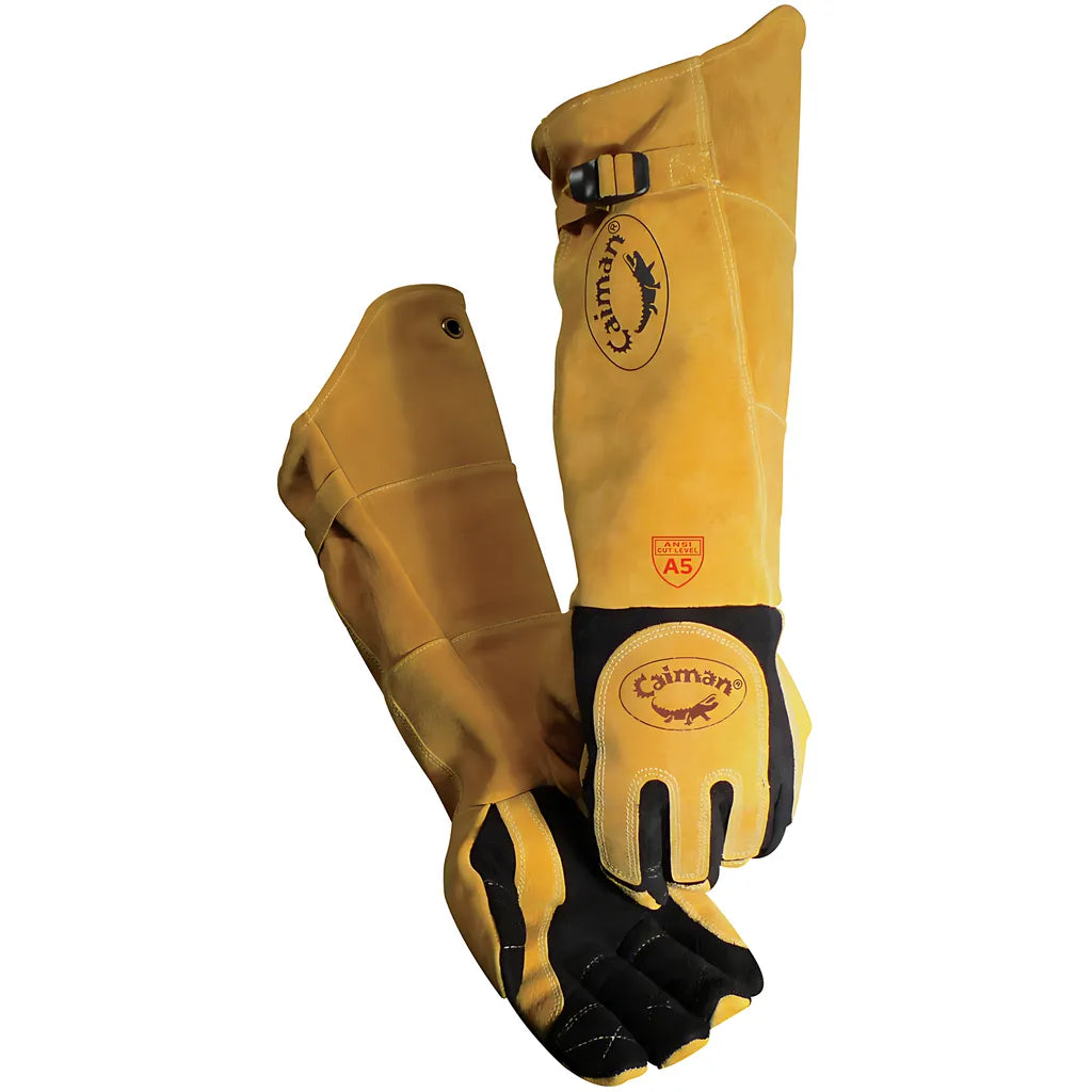 Caiman 1877-5 Premium Split Deerskin Mig/Stick Welder'S Glove With Fr Fleece Insulation And Para-Aramid Cut Liner 1877-5-10039