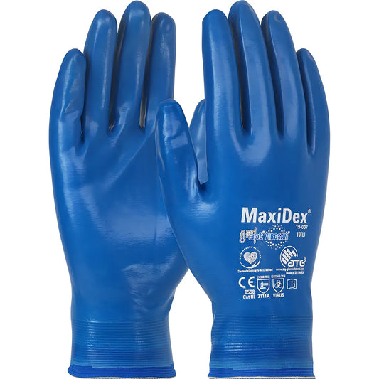 Atg 19-007/M Seamless Knit Nylon Glove With Nitrile Coating And Virosan Technology On Full Hand - Touchscreen Compatible 19-007M-10075