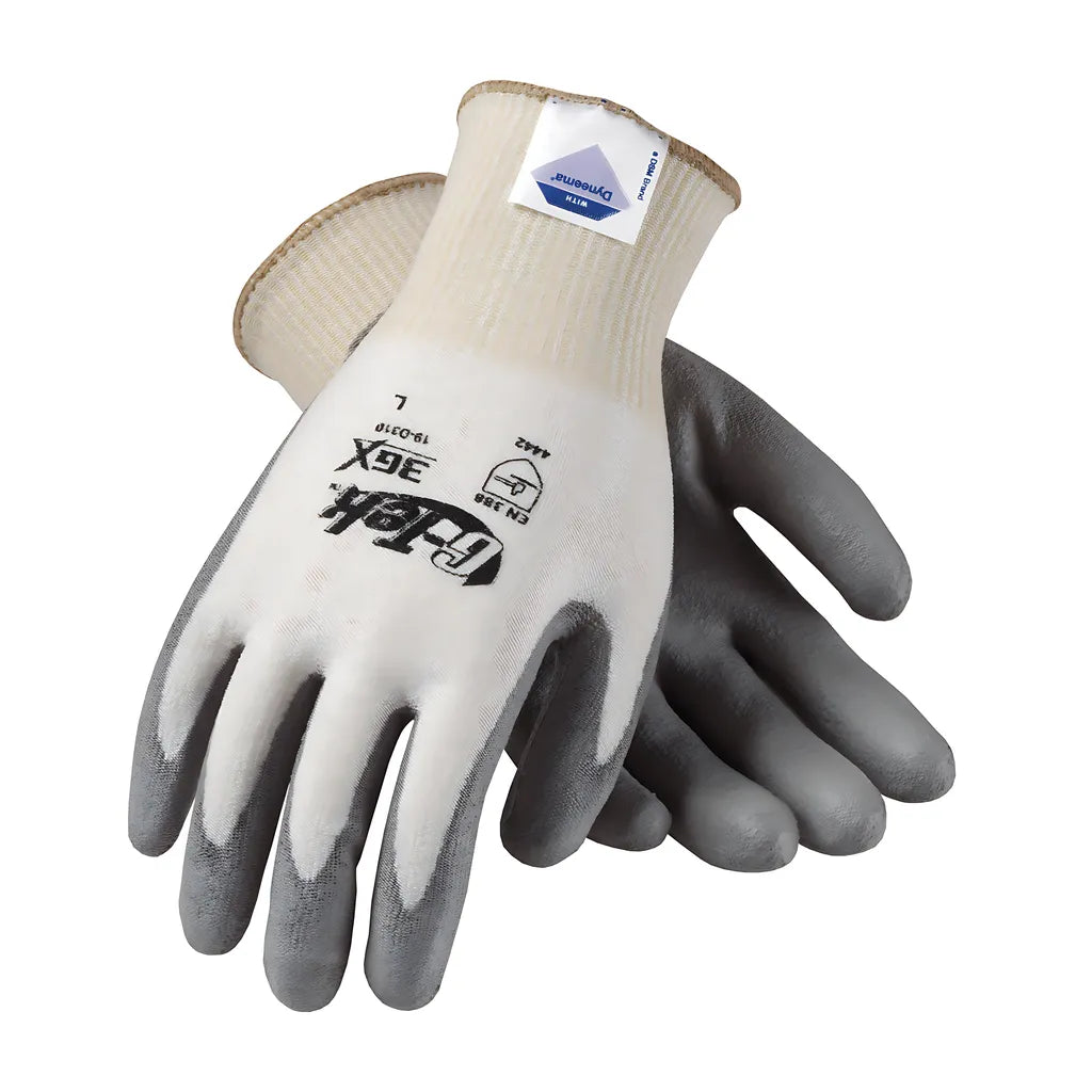 G-Tek 19-D310/L Seamless Knit Dyneema Diamond Blended Glove With Polyurethane Coated Flat Grip On Palm & Fingers 19-D310L-10115