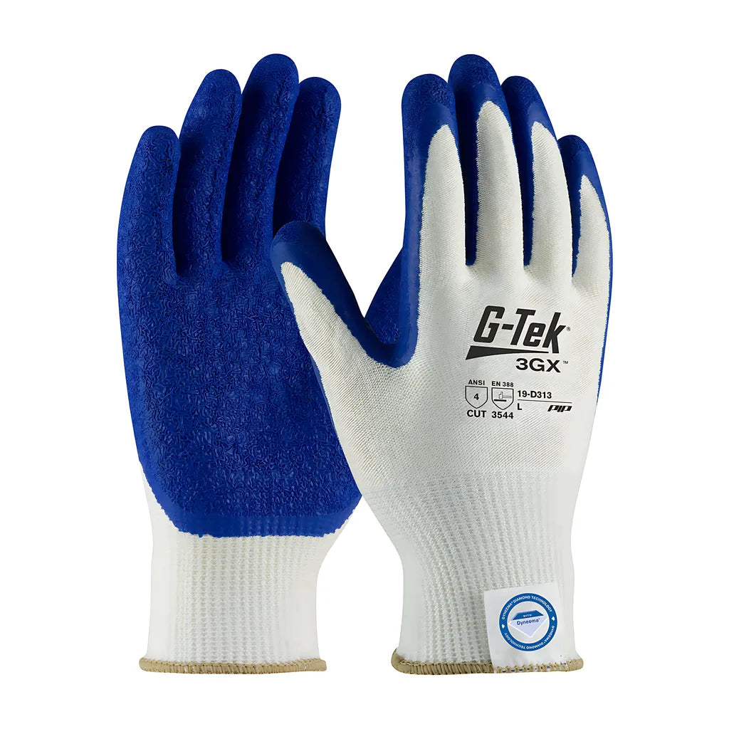 G-Tek 19-D313/L Seamless Knit Dyneema Diamond Blended Glove With Latex Coated Crinkle Grip On Palm & Fingers - Medium Weight 19-D313L-10117