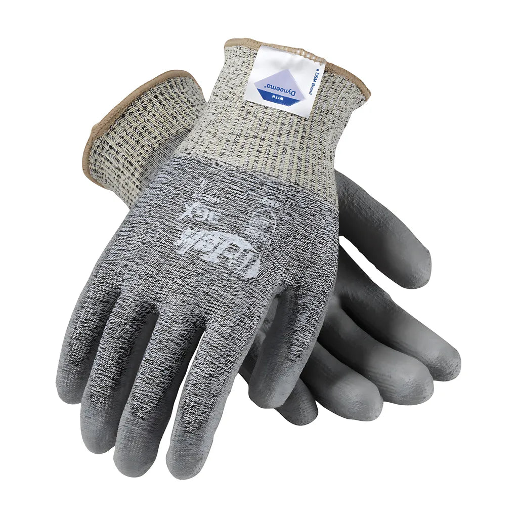 G-Tek 19-D320/L Seamless Knit Dyneema Diamond Blended Glove With Polyurethane Coated Flat Grip On Palm & Fingers 19-D320L-10135