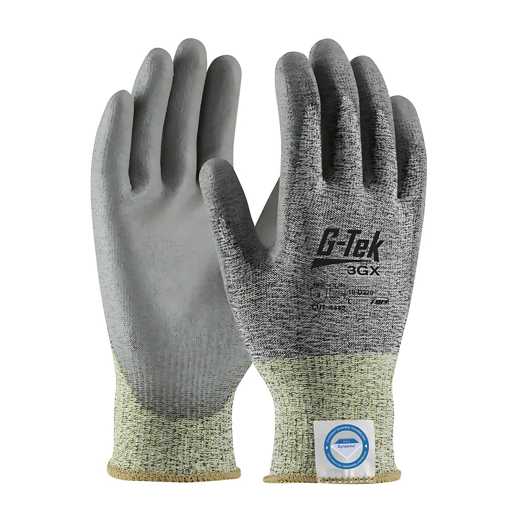 G-Tek 19-D320/S Seamless Knit Dyneema Diamond Blended Glove With Polyurethane Coated Flat Grip On Palm & Fingers 19-D320S-10128