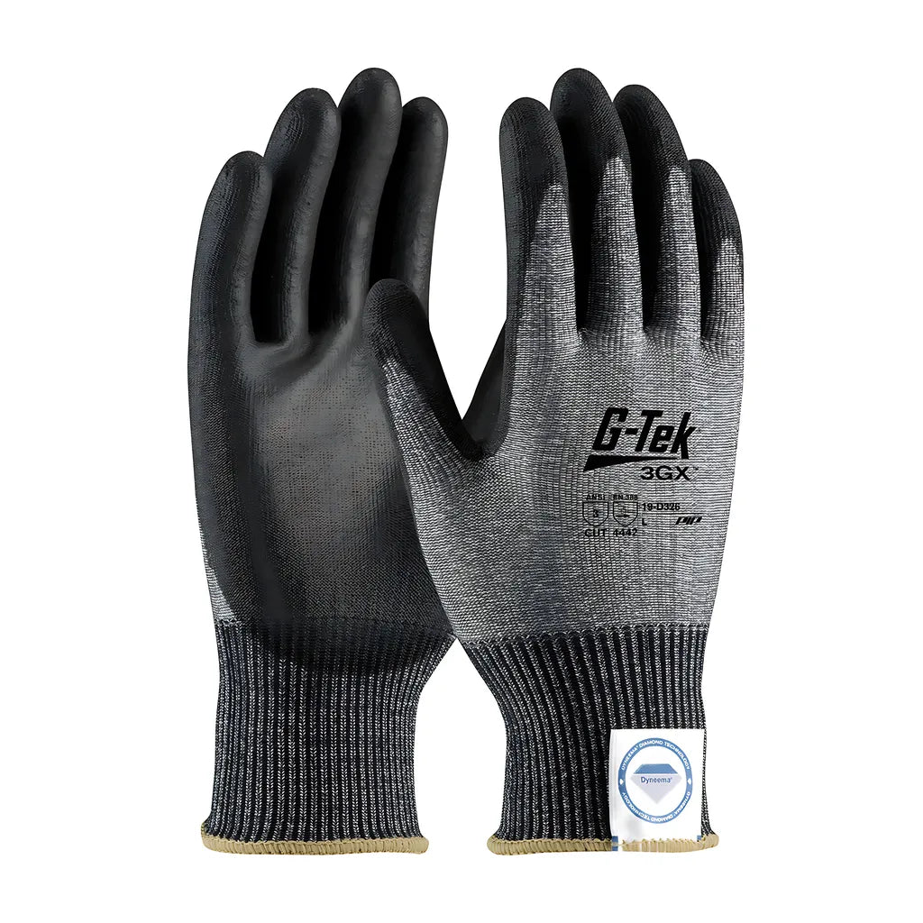 G-Tek 19-D326/S Seamless Knit Dyneema Diamond Blended Glove With Polyurethane Coated Flat Grip On Palm & Fingers 19-D326S-10170