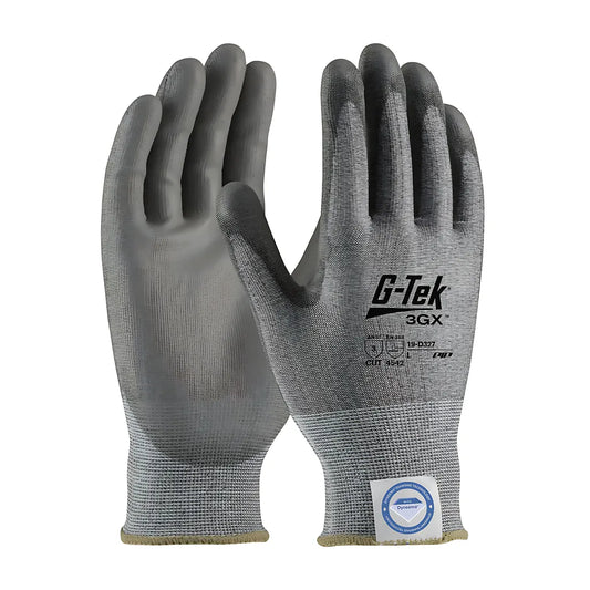 G-Tek 19-D327/L Seamless Knit Dyneema Diamond Blended Glove With Polyurethane Coated Flat Grip On Palm & Fingers 19-D327L-10178