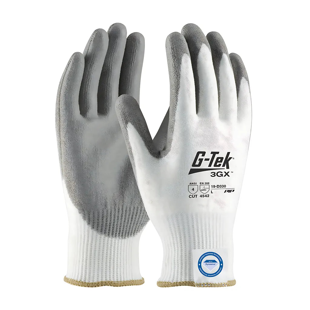 G-Tek 19-D330/M Seamless Knit Dyneema Diamond Blended Glove With Polyurethane Coated Flat Grip On Palm & Fingers 19-D330M-10184