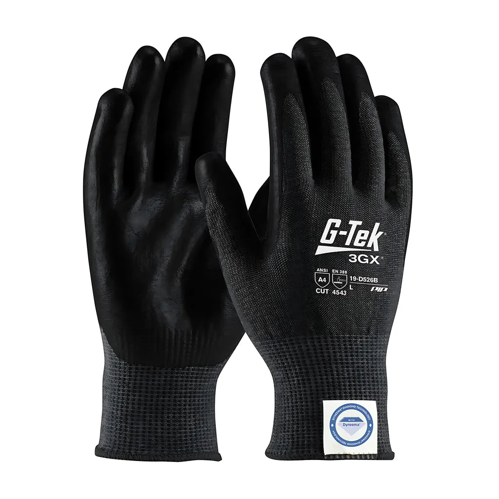 G-Tek 19-D526B/L Seamless Knit Dyneema Diamond Blended Glove With Polyurethane Coated Flat Grip On Palm & Fingers - Touchscreen Compatible 19-D526BL-10230