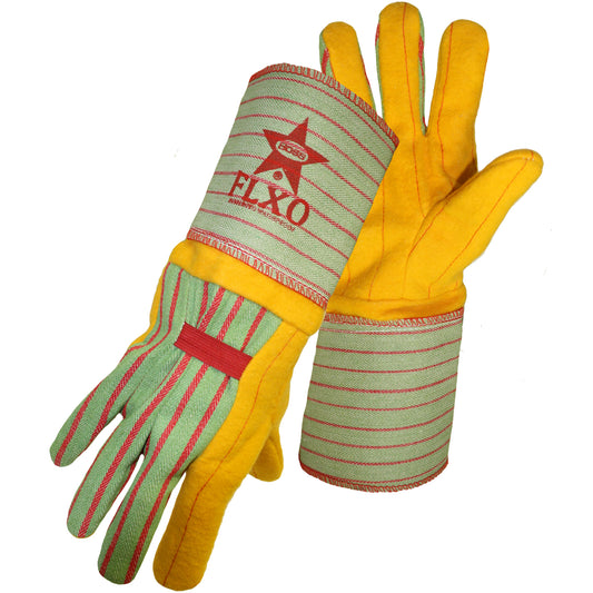 Boss 1BC0666 Premium Grade Chore Glove with Double Layer Palm, Cotton Back and Nap-Out Finish - Rubberized Gauntlet Cuff