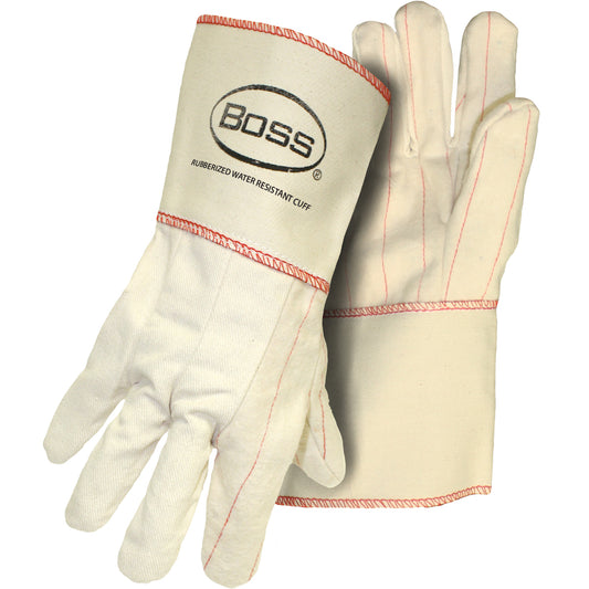 Boss 1BC21701J Premium Grade Chore Glove with Double Layer Palm, Cotton Back and Nap-Out Finish - Rubberized Gauntlet Cuff
