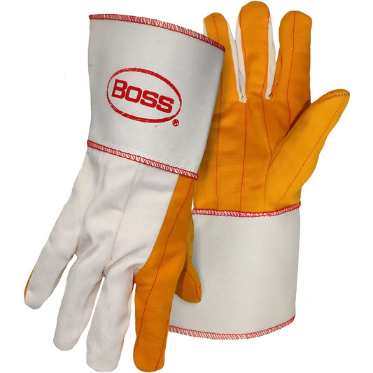 Boss 1Bc28571 Premium Grade Chore Glove With Double Layer Palm, Cotton Back And Nap-Out Finish - Plasticized Gauntlet Cuff 1BC28571-10238