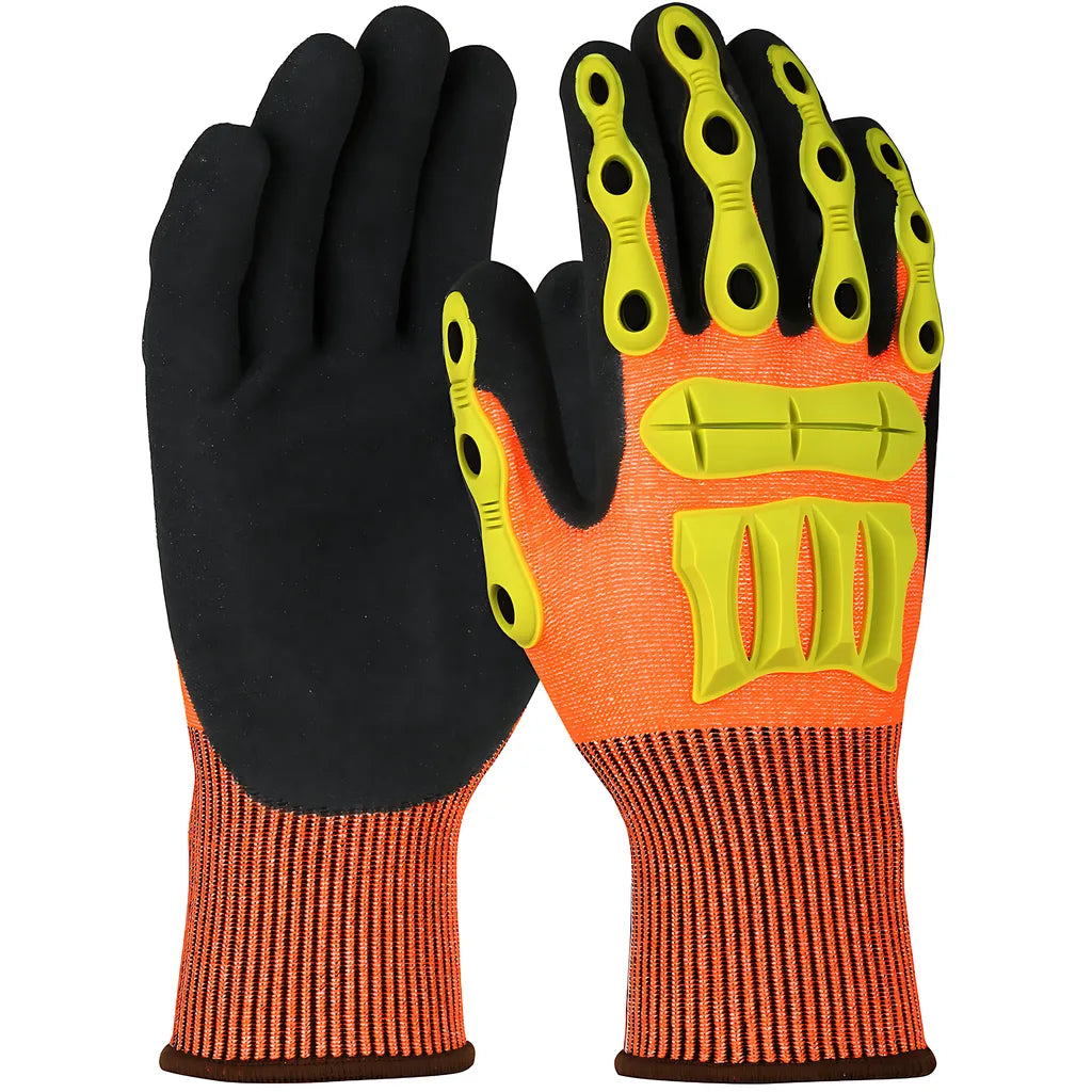 Boss 1Cf7006Ftprl Seamless Knit Hppe Blended Glove With Impact Protection And Sandy Nitrile Coated Palm & Fingers 1CF7006FTPRL-10254