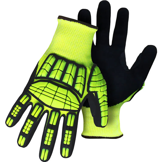 Boss 1Cf7007Ntprl Seamless Knit Polykor Blended Glove With Hi-Vis Impact Protection And Double-Dip Nitrile Microsurface Grip On Palm & Fingers 1CF7007NTPRL-10265