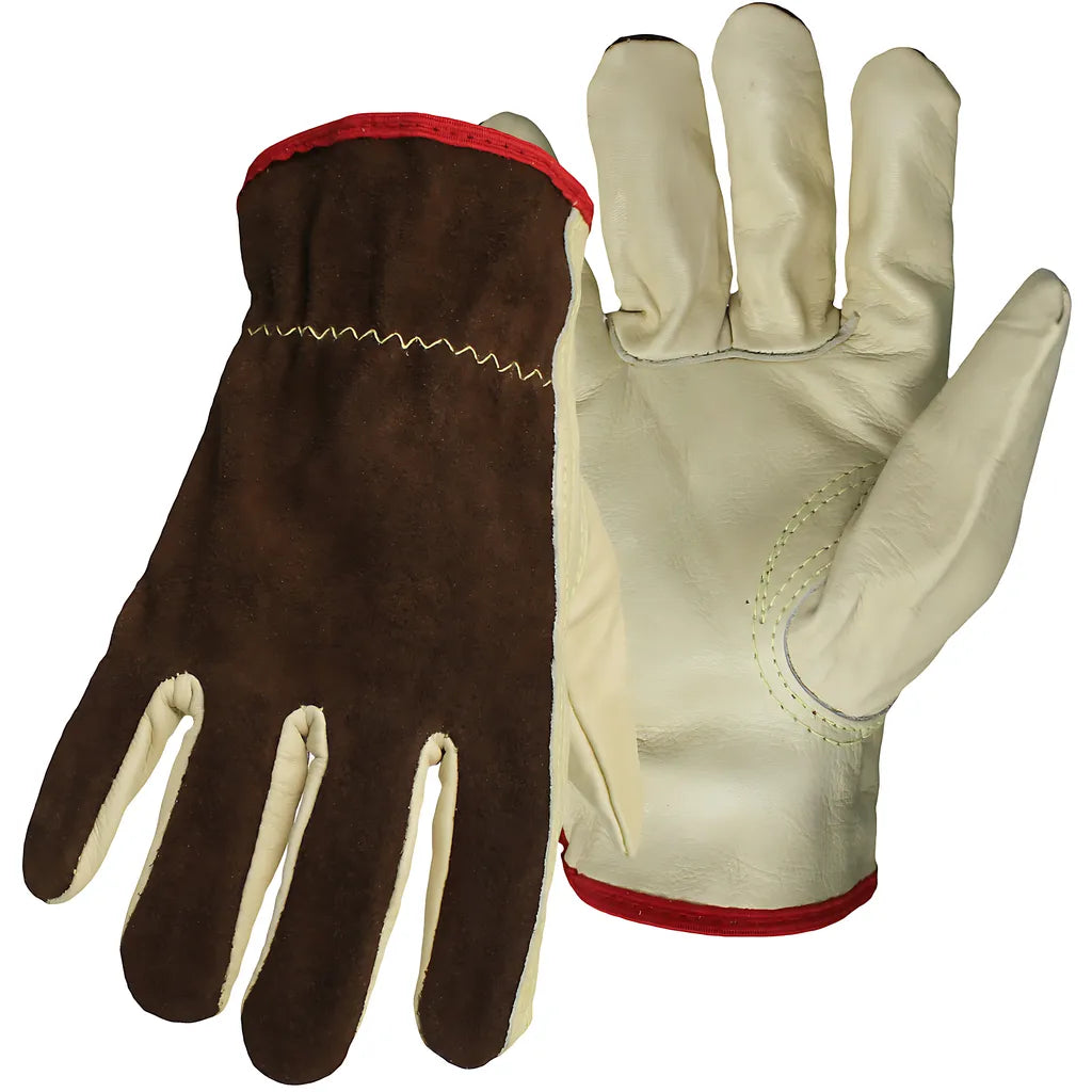 Boss 1Jl9066K2X Regular Grade Top Grain Leather Drivers Glove With Brown Split Cowhide Back And Aramid Stitching - Keystone Thumb 1JL9066K2X-10316