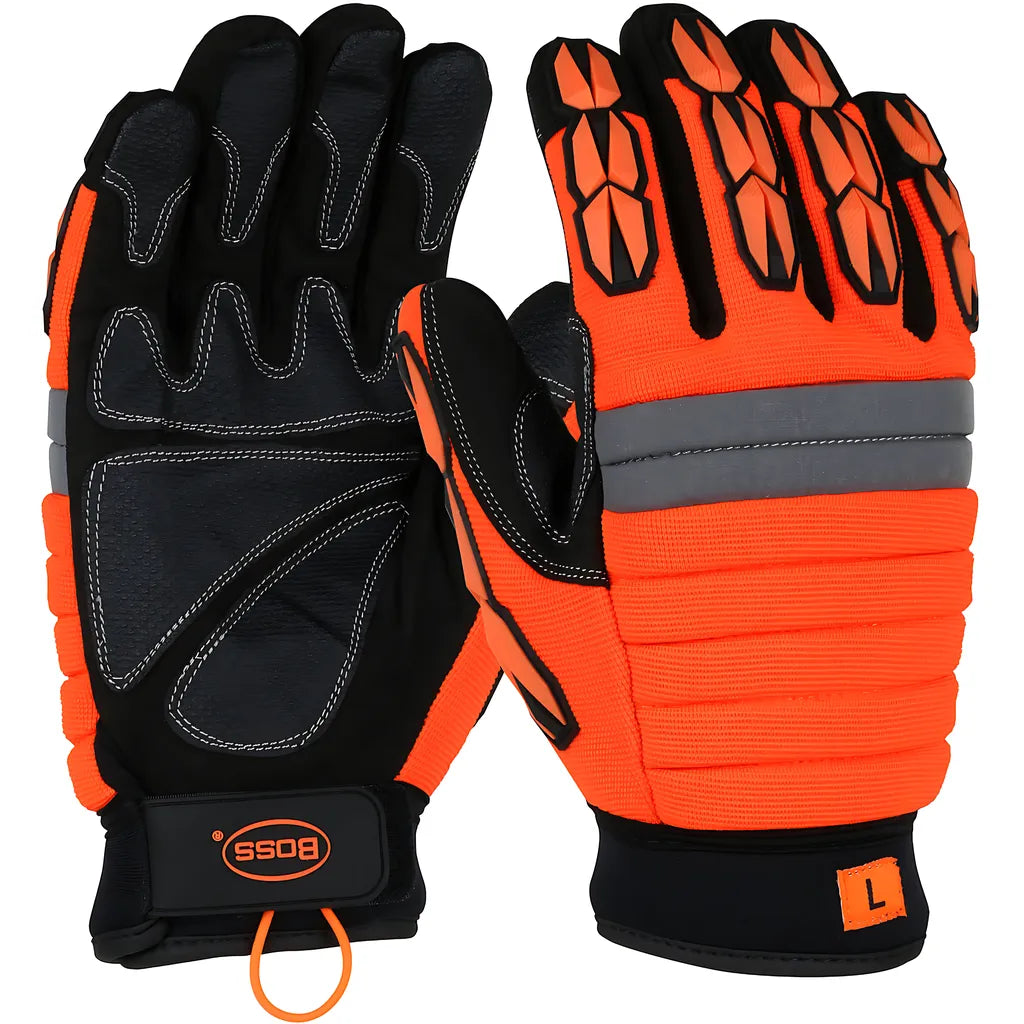 Boss 1Jm650L Miners' Mechanic Synthetic Leather Palm With Pvc Patches, Foam Padded And Tpr Finger Protection - Insulated & Waterproof 1JM650L-10327