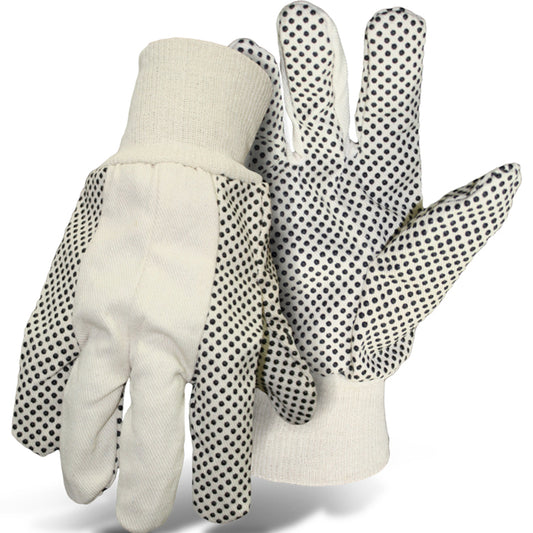 Boss 1JP5501 Economy Grade Cotton/Polyester Blend Glove with PVC Dotted Grip on Palm, Thumb, Index and Little Finger - 8 oz.