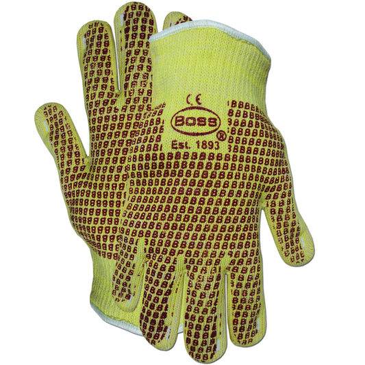 Boss 1TN4100KBM Aramid / Cotton Seamless Knit Hot Mill Glove with Cotton Liner and Double-Sided Nitrile Coating - Knitwrist