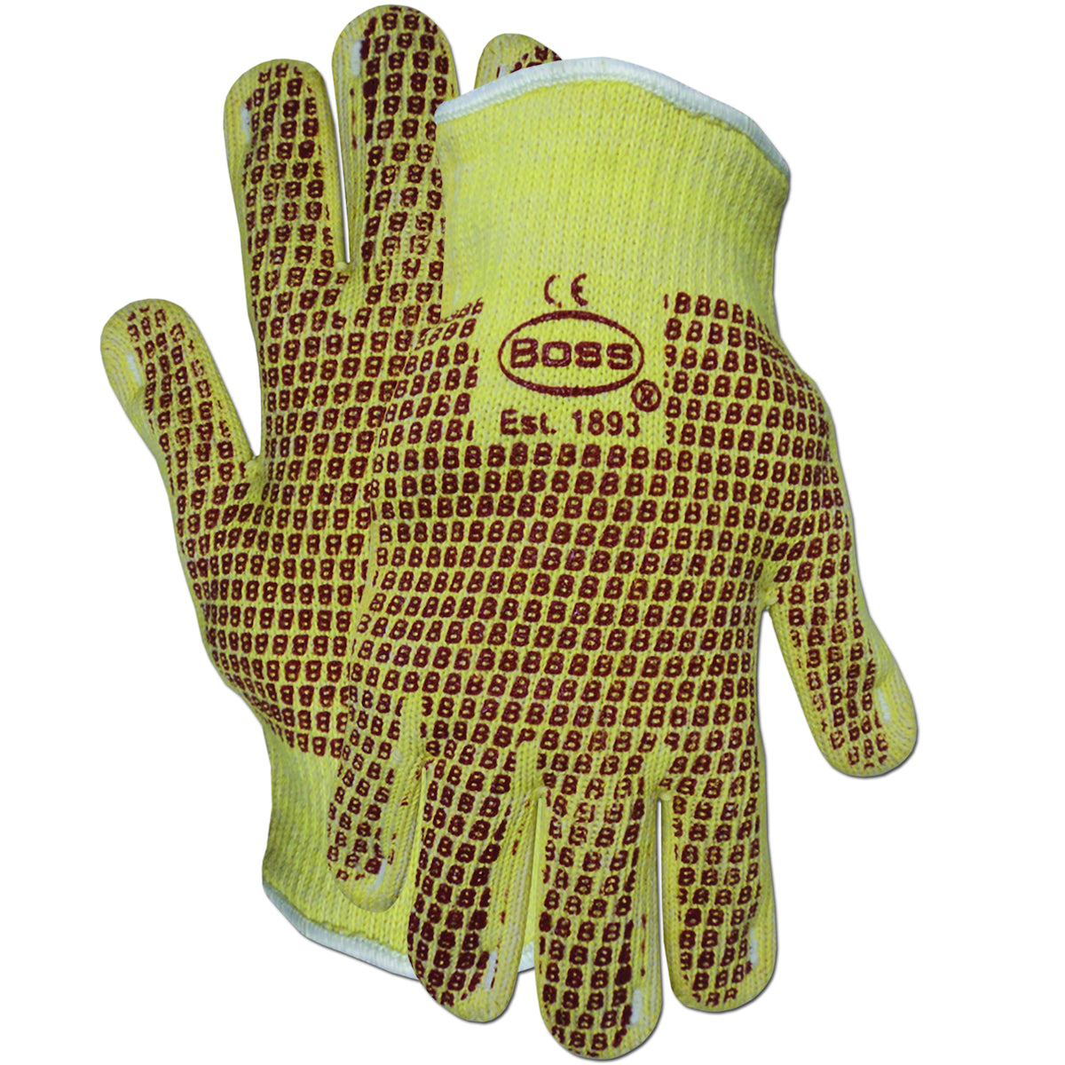 Boss 1TN4100KBM Aramid / Cotton Seamless Knit Hot Mill Glove with Cotton Liner and Double-Sided Nitrile Coating - Knitwrist