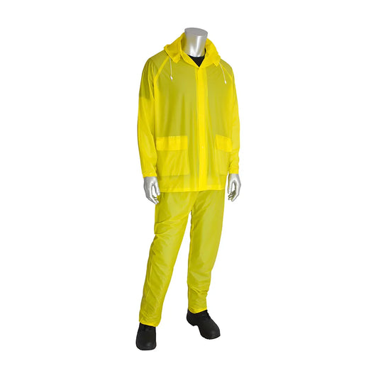 Falcon 201-650/M Rain Suit .65mm Ribbed PVC/Poly, Jacket/Hood and Bib Overall, Yel