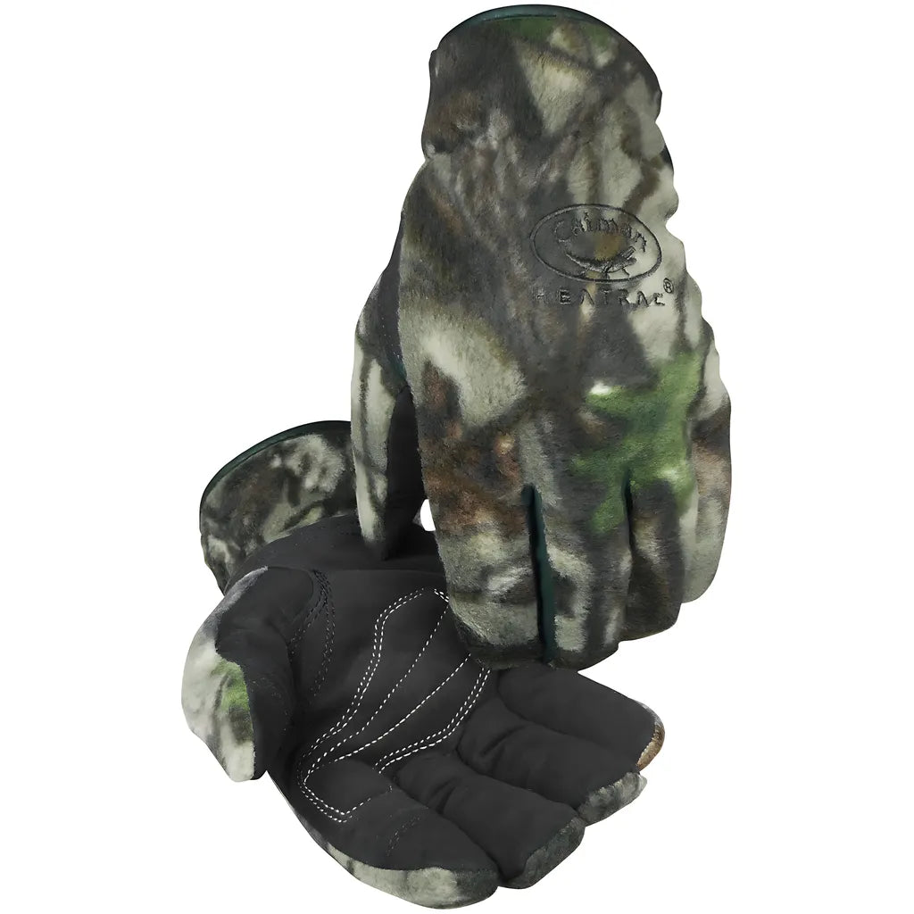 Caiman 2394-2 Synthetic Leather Palm Glove With Camouflage Fleece Back And Heatrac Insulation 2394-2-11091