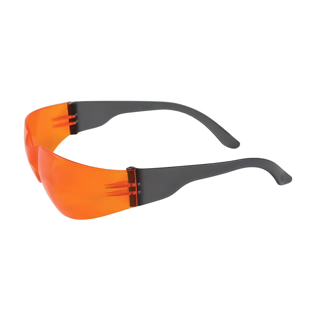 Bouton Optical 250-01-0004 Rimless Safety Glasses With Black Temple, Orange Lens And Anti-Scratch Coating 250-01-0004-11163
