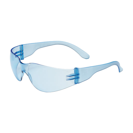 Bouton Optical 250-01-5503 Rimless Safety Glasses with Light Blue Temple, Light Blue Lens and Anti-Scratch Coating