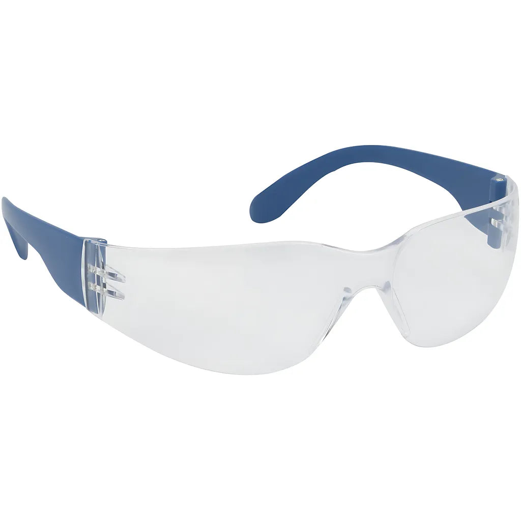 Bouton Optical 250-01-D520 Rimless Safety Glasses With Blue Metal Detectable Temple, Clear Lens And Anti-Scratch / Fogless 3Sixty Coating 250-01-D520-11180