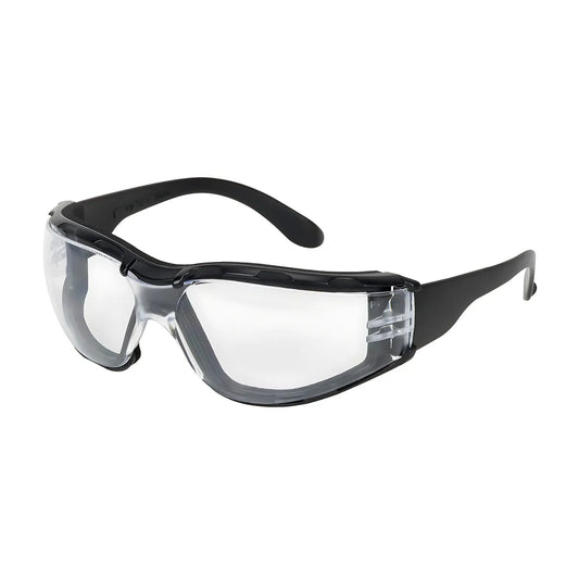 Bouton Optical 250-01-F020 Rimless Safety Glasses With Black Temple, Clear Lens, Foam Padding And Anti-Scratch / Anti-Fog Coating 250-01-F020-11182