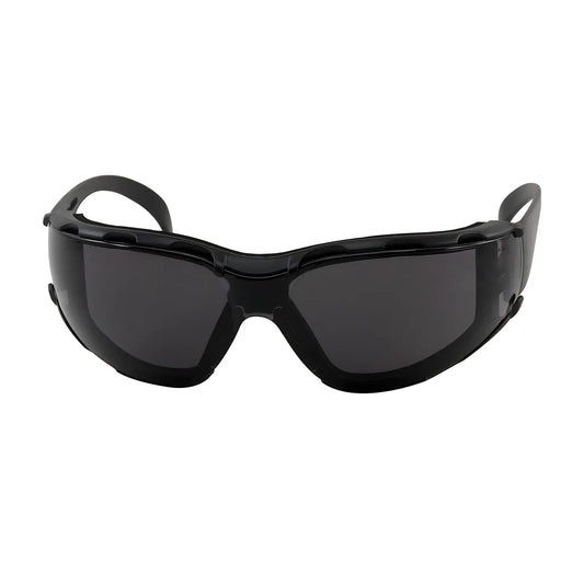 Bouton Optical 250-01-F021 Rimless Safety Glasses With Black Temple, Gray Lens, Foam Padding And Anti-Scratch / Anti-Fog Coating 250-01-F021-11184