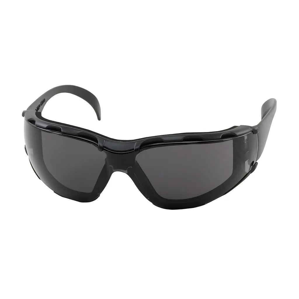 Bouton Optical 250-01-F021 Rimless Safety Glasses With Black Temple, Gray Lens, Foam Padding And Anti-Scratch / Anti-Fog Coating 250-01-F021-11185