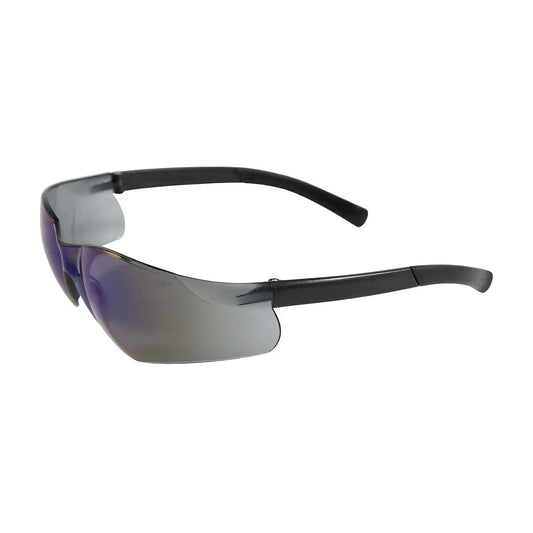 Bouton Optical 250-06-0006 Rimless Safety Glasses With Black Temple, Blue Mirror Lens And Anti-Scratch Coating 250-06-0006-11194