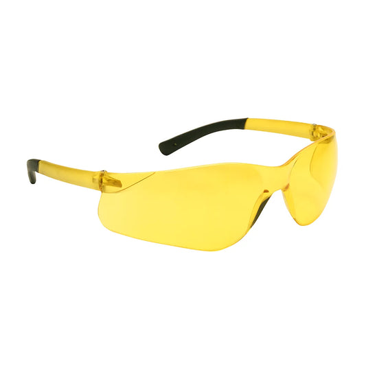 Bouton Optical 250-06-5509 Rimless Safety Glasses With Amber Temple, Amber Lens And Anti-Scratch Coating 250-06-5509-11200