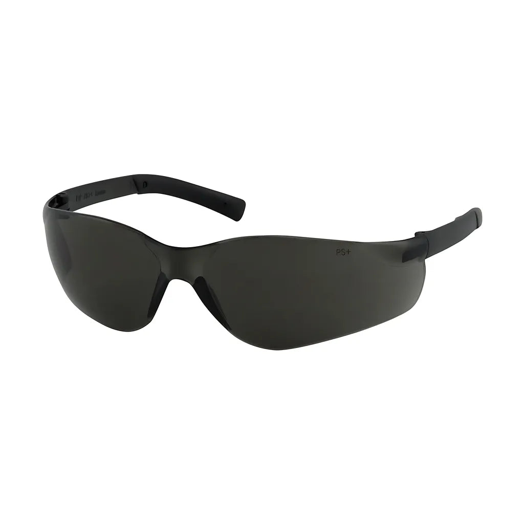 Bouton Optical 250-06-5521 Rimless Safety Glasses With Dark Gray Temple, Gray Lens And Anti-Scratch / Anti-Fog Coating 250-06-5521-11202