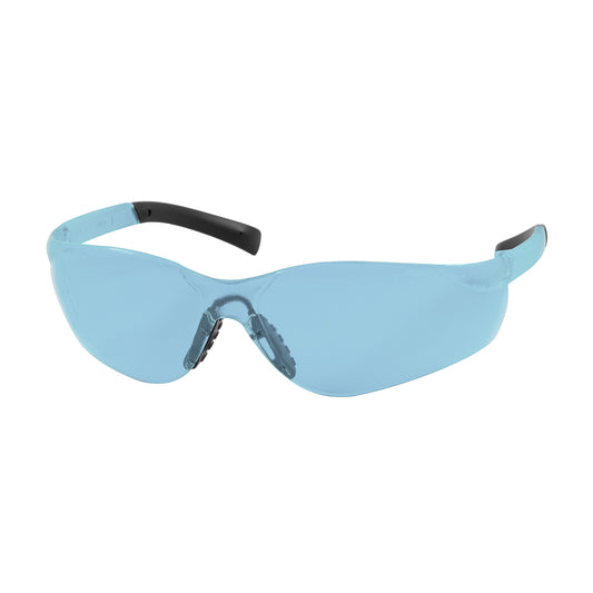Bouton Optical 250-08-5503 Rimless Safety Glasses with Light Blue Temple, Light Blue Lens and Anti-Scratch Coating